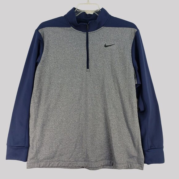 Nike Mens Dri-Fit Quarter-Zip Pullover Sweatshirt XL Gray & Navy - Picture 1 of 10